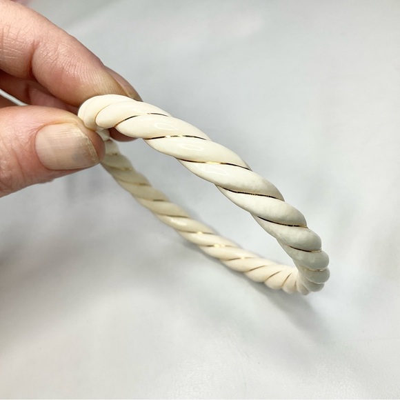 Mammoth Ivory 14K Carved Twist Bangle Bracelet 585 - Picture 6 of 8